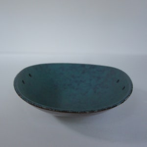 Carstens Tonnieshof Pottery Turquoise Blue Oval Bowl image 4