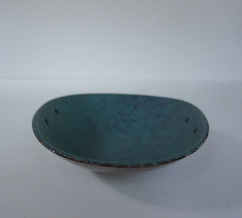 Carstens Tonnieshof Pottery Turquoise Blue Oval Bowl image 4