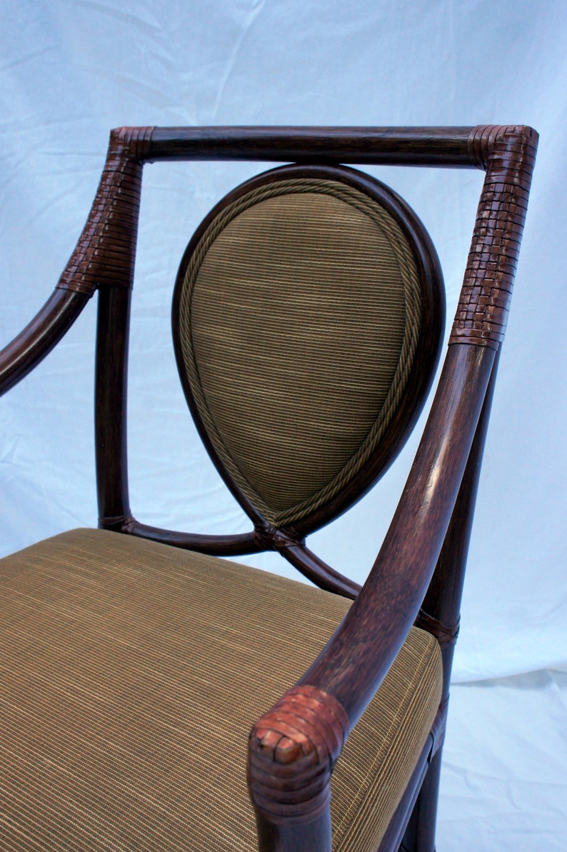 Vintage McGuire Model No. M-26 Rattan and Leather Corner Wraps Arm Chair image 6
