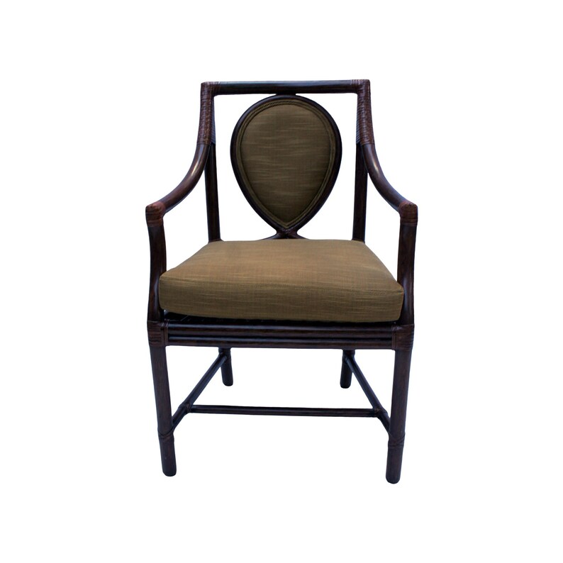 Vintage McGuire Model No. M-26 Rattan and Leather Corner Wraps Arm Chair image 1