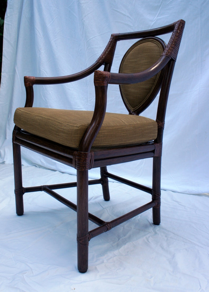 Vintage McGuire Model No. M-26 Rattan and Leather Corner Wraps Arm Chair image 5