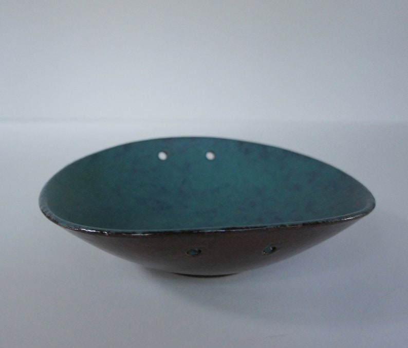 Carstens Tonnieshof Pottery Turquoise Blue Oval Bowl image 6