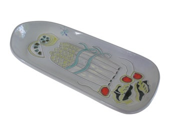 Mid-Century Modern Whimsical Asparagus Ceramic Platter by Sheldon Gants for Ceramic Art