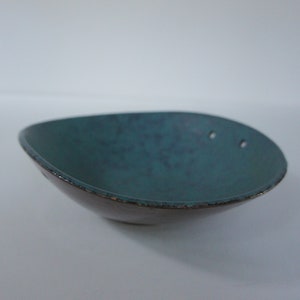 Carstens Tonnieshof Pottery Turquoise Blue Oval Bowl image 3