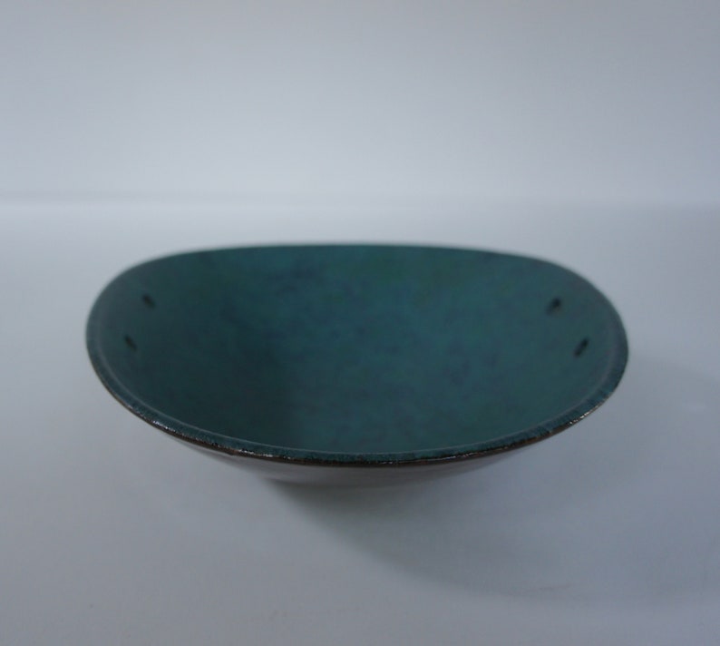 Carstens Tonnieshof Pottery Turquoise Blue Oval Bowl image 8