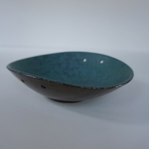 Carstens Tonnieshof Pottery Turquoise Blue Oval Bowl image 2
