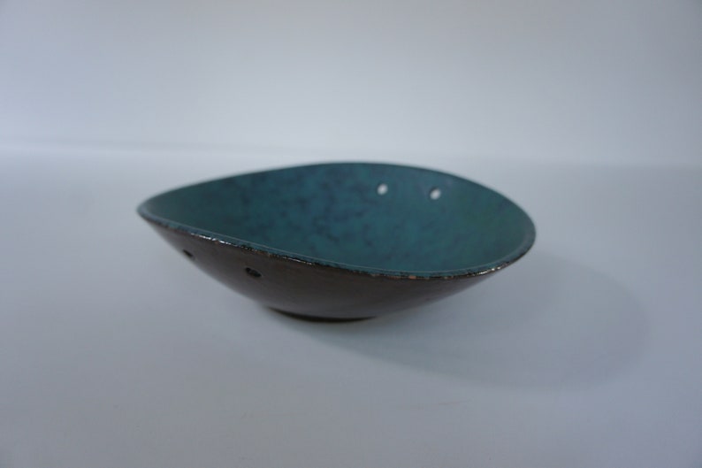 Carstens Tonnieshof Pottery Turquoise Blue Oval Bowl image 2