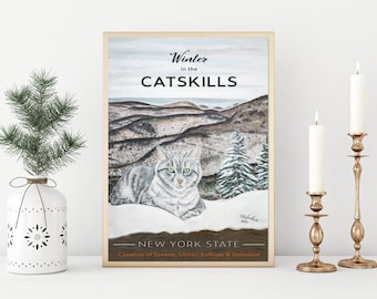Winter Catskill Cat Tourism Poster
