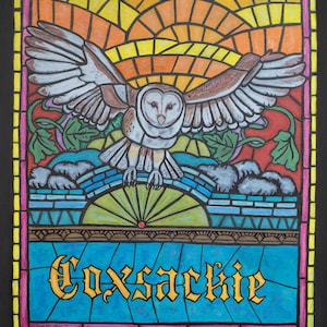 Póster turístico de pintura en mosaico de Coxsackie