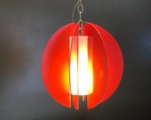 Incredible Mid Century Swag Light Orange Slices White Center Hanging Plastic Metal Chain