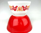 Vintage Pyrex Friendship Mixing Nesting 2 Bowl Set Mid Century Modern USA
