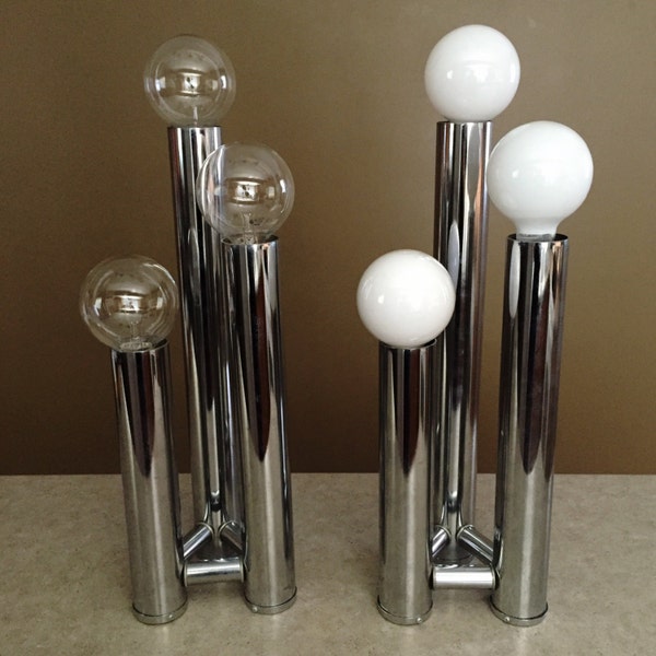 Matching Chrome Three Globe Accent Lights Decorative Lamps Table Lighting