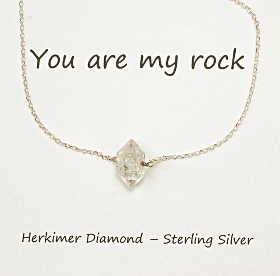 You Are My Rock Necklace Herkimer Diamond Necklace Sterling