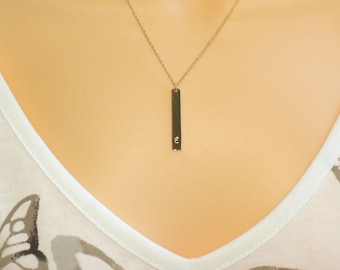 Personalized Vertical Bar Necklace, Vertical Gold Bar Necklace, Vertical Name Necklace, Mothers Day Gift, Bridesmaid Gift Graduation gift