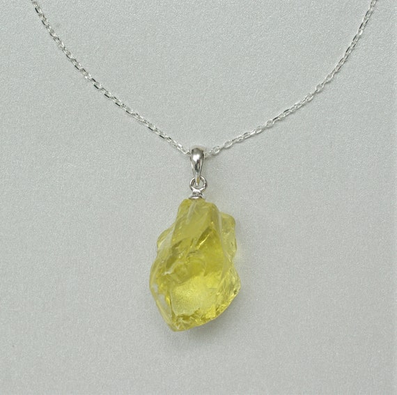 Raw Yellow Quartz Necklace Sterling Silver Chain And Pendant Etsy Ireland