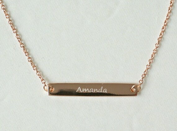Rose gold bar necklace personalized deals