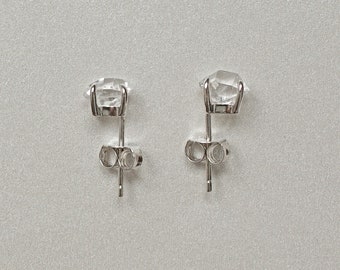 Herkimer Diamond Earrings Sterling Silver, Raw Herkimer Diamond Studs minimalist post earrings, April Birthstone Earrings,
