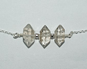 Herkimer Diamond Bracelet Sterling Silver, Raw Herkimer Diamond Bracelet, April Birthstone Bracelet