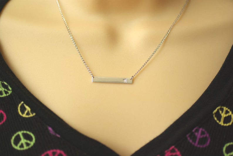 Sterling Silver Personalized Bar Necklace Nameplate Necklace Etsy