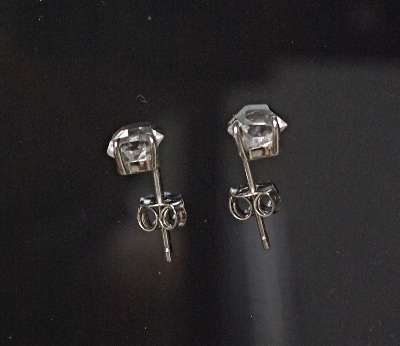 Herkimer Diamond Earrings Sterling Silver, Raw Herkimer Diamond Studs minimalist post earrings, April Birthstone Earrings image 7