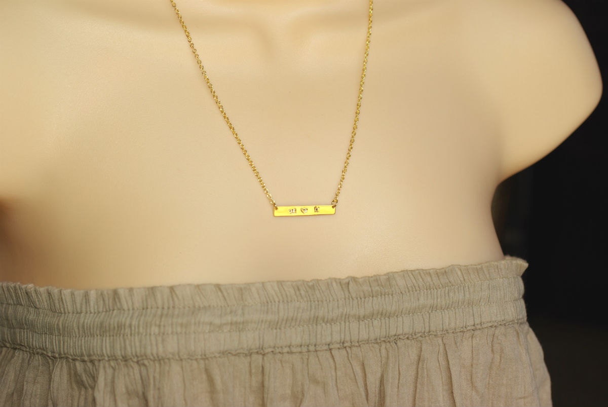 Initial Bar Necklace Letter Necklace 