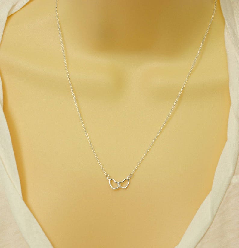 Mothers Day from Daughter in Law, Sterling Silver Interlocking Heart Necklace, Mothers Day from Husband, Mother day from Granddaughter image 3