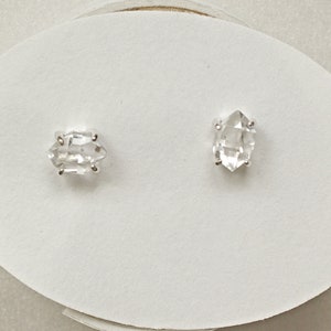 Herkimer Diamond Earrings Sterling Silver, Raw Herkimer Diamond Studs minimalist post earrings, April Birthstone Earrings image 2