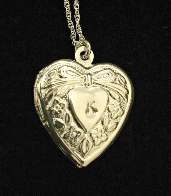 Personalized Heart Locket Necklace Initial Image 0