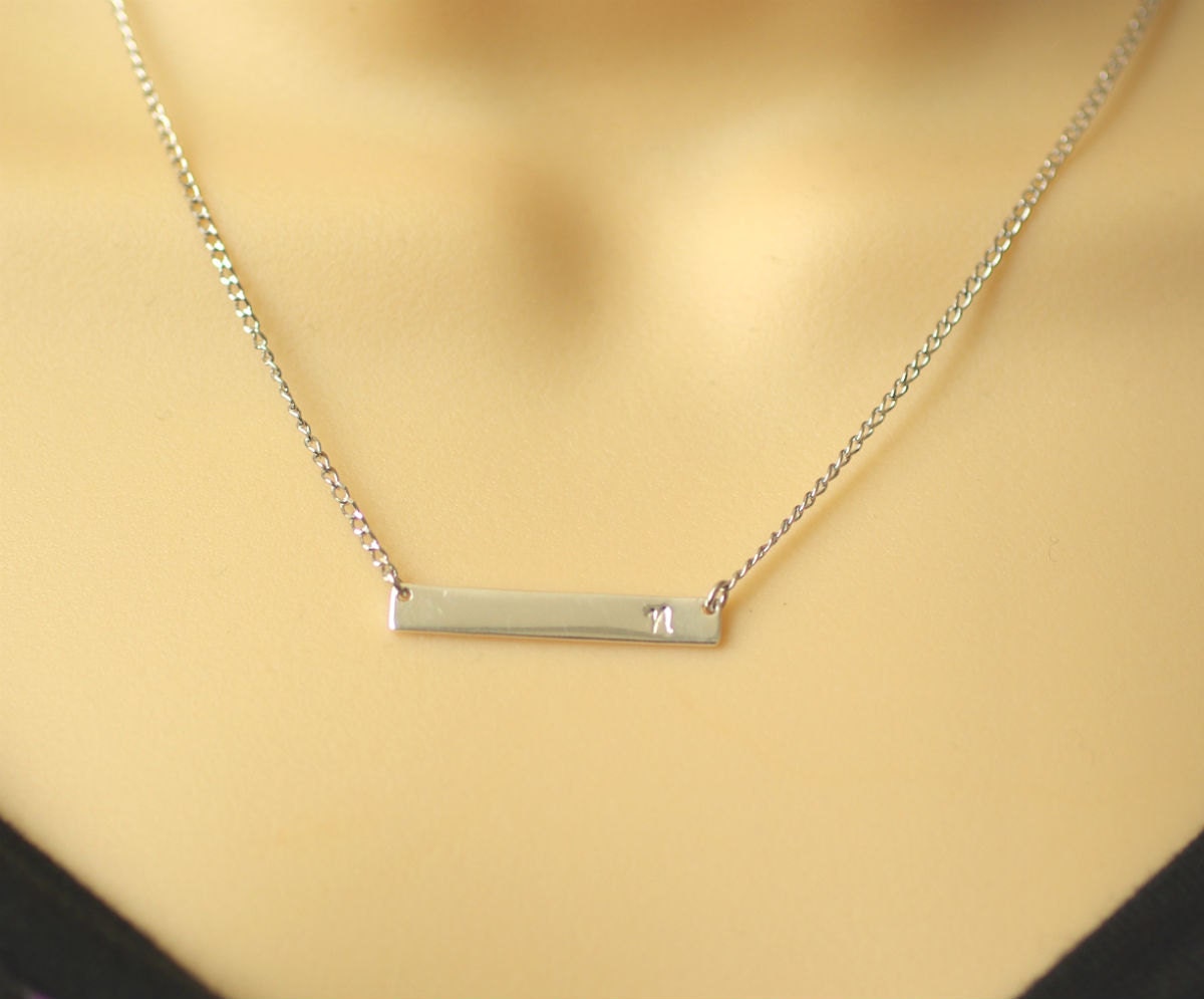 Sterling Silver Personalized Bar Necklace Nameplate Necklace Etsy