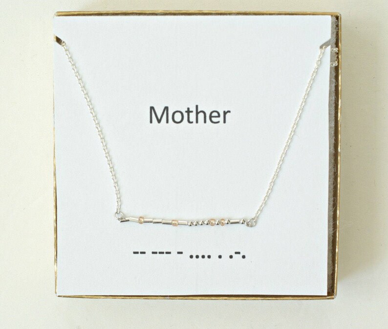 Secret Message Necklace Sterling Silver Morse Code Mother Necklace Mothers Day Gift in Morse Code Morse Code Necklace