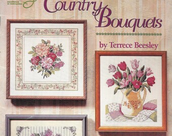 Country Bouquets by Terrece Beesley, Designs for Cross Stitch, ASN 3680, 14 Projects, Romantic, Floral Designs