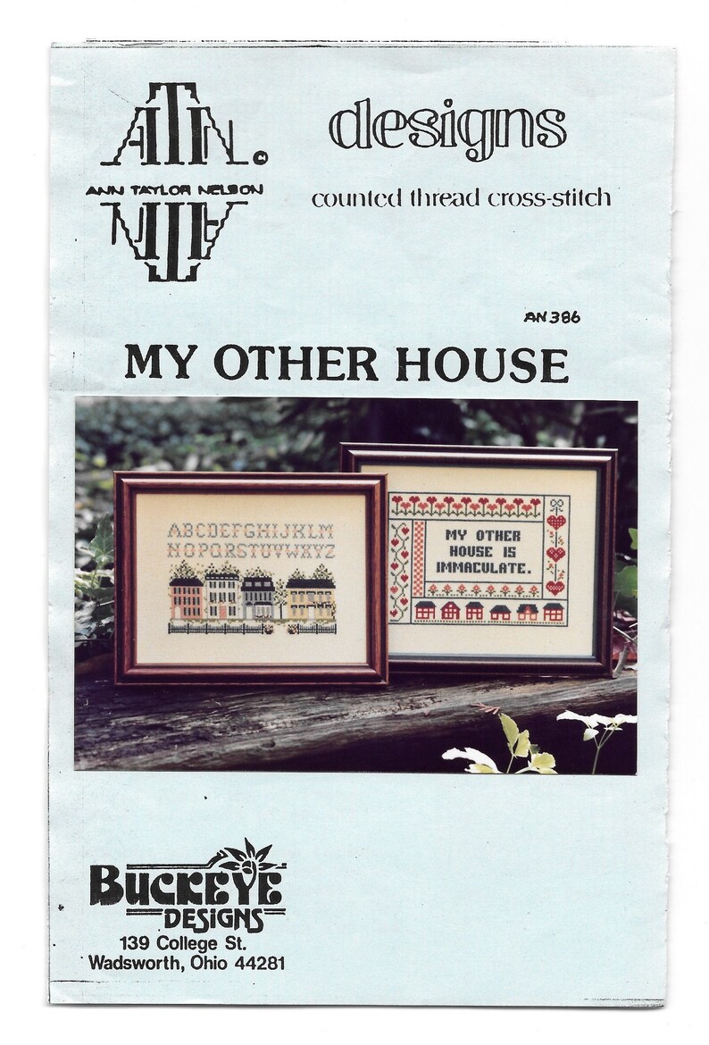 Vintage Cross Stitch Pattern Housewarming Two Embroidery Patterns Graph Charts Buckeye Design My Other House