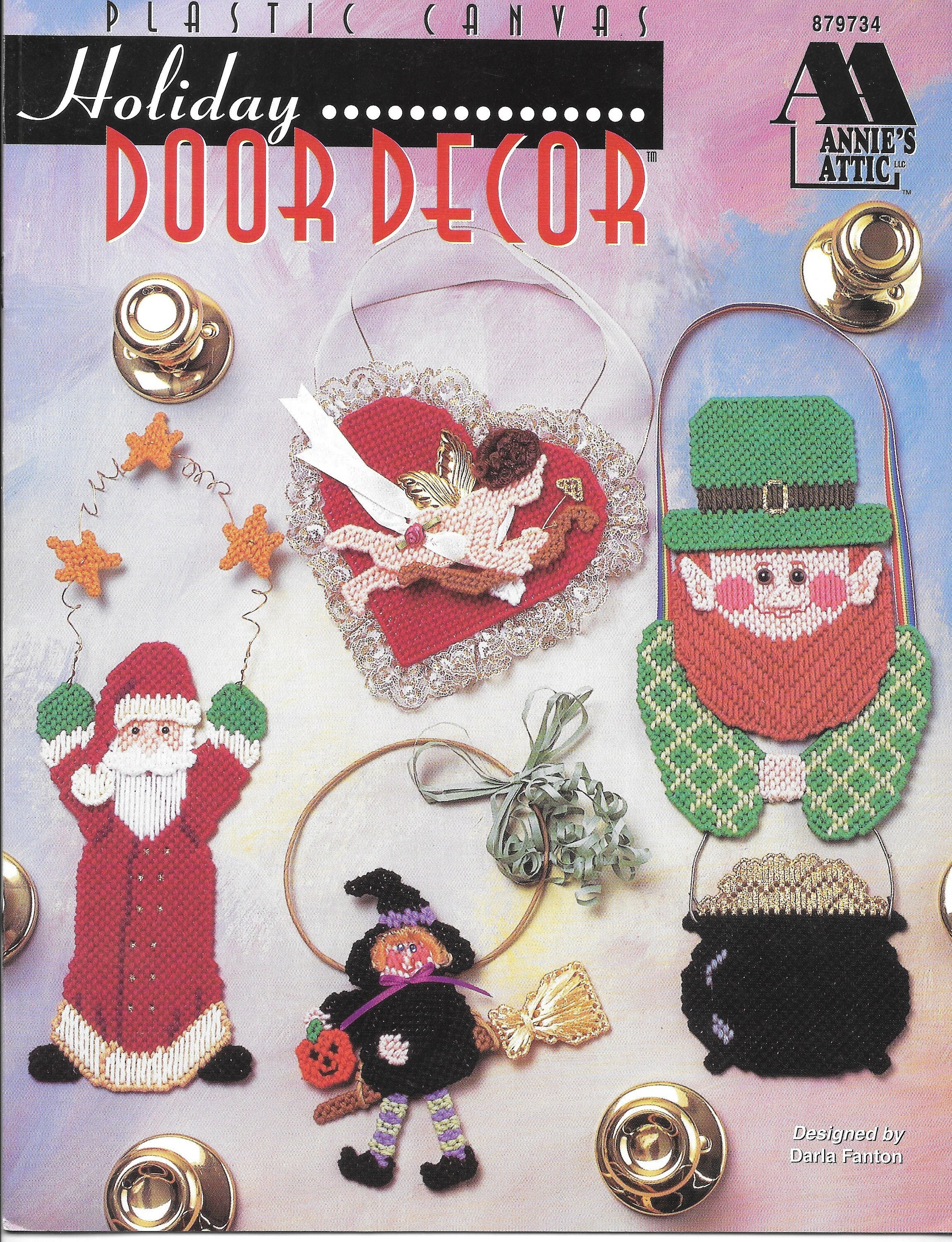 Holiday Door Decor, Plastic Canvas Leaflet by Annnie's Attic, Doorknob  Hanger, Easter, Christmas, Patriotic Days, Halloween, Fall Harvest, 