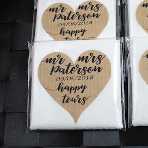Happy Tears Wedding Favours! Personalised Wedding Tissues! Wedding Favours!