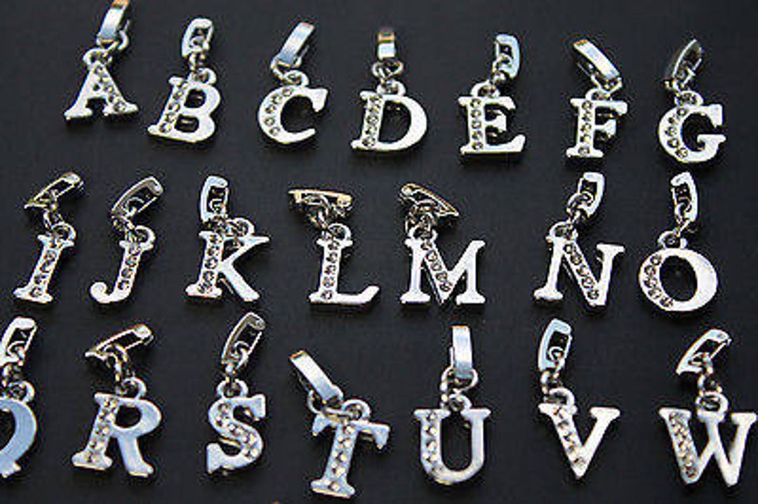 Silver Plated Alphabet Letter Initial Clip on Charms for Bracelets /  Jewellery 