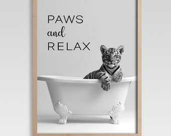Bathroom Prints Animal  | Bathroom Art Funny | Digital Download | Funny Art for Home Decor | Neutral Bathroom Decor | Cute Animal Art