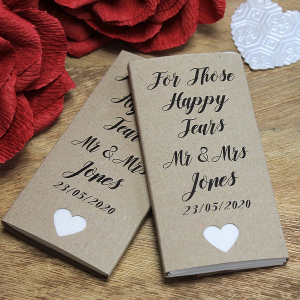 Happy Tears Luxury Wedding Tissues - Wedding Favour Ideas - Personalised Gift in Shabby Chic Customised Favour Wedding Decoration