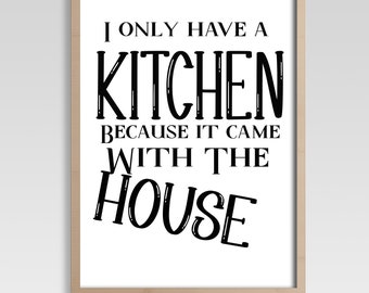 Keukenprint - grappige muurkunst - esthetisch keukendecor, schattige kookkunst, keukencitaat Home Decor - hoge kwaliteit 300 DPI