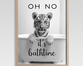 Bathroom Prints Animal  | Bathroom Art Funny | Digital Download | Funny Art for Home Decor | Neutral Bathroom Decor | Cute Animal Art