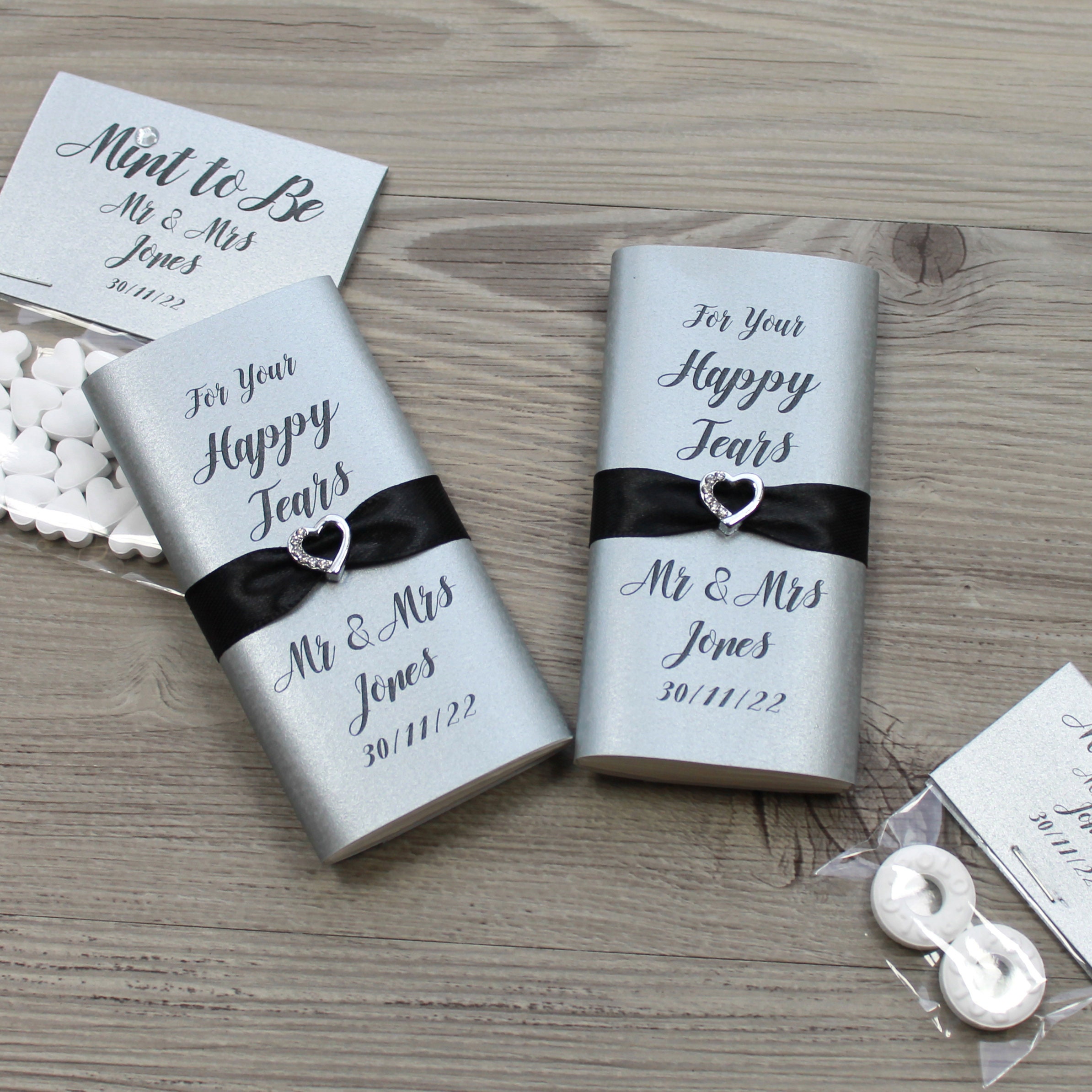 Happy Tears Luxury Wedding Tissues - Personalised Stunning Pearlised Tissues - Picture 4 of 15