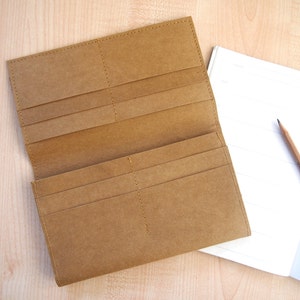 Cartera larga de papel lavable / titular del pasaporte / organizador de la cartera de viaje / regalos para el viajero Organizador Tarjeta Titular Caja Lavable Kraft Papel