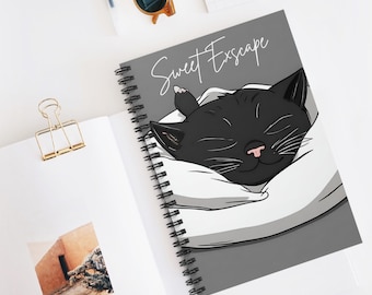 Black Cat Journal, Cat notebook, Cat journal, Black kitten Journal, Spiral Notebook - Ruled Line,