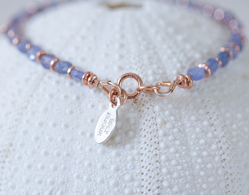 Stunning Tanzanite Karen Hill Tribe Rose Gold Fill Faceted Mini Coin Bracelet December Birthstone Gift Idea for Girls Mothers Day Idea image 2