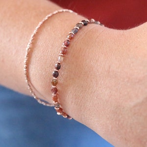 Prachtige roze saffier Karen Hill Tribe Rose Gold Fill Facet Mini Coin Armband September Birthstone Valentijnsdag Cadeau Idee voor meisjes afbeelding 3