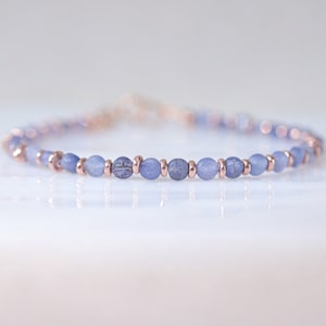 Stunning Tanzanite Karen Hill Tribe Rose Gold Fill Faceted Mini Coin Bracelet December Birthstone Gift Idea for Girls Mothers Day Idea image 1