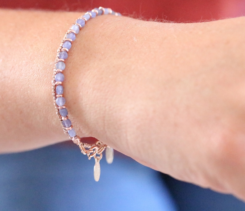 Stunning Tanzanite Karen Hill Tribe Rose Gold Fill Faceted Mini Coin Bracelet December Birthstone Gift Idea for Girls Mothers Day Idea image 3