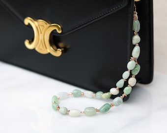 Jade Bag Charm: Karen Hill Tribe Beads, Gold Vermeil Accents