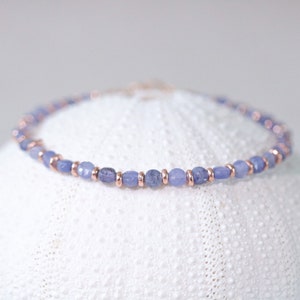 Stunning Tanzanite Karen Hill Tribe Rose Gold Fill Faceted Mini Coin Bracelet December Birthstone Gift Idea for Girls Mothers Day Idea image 4