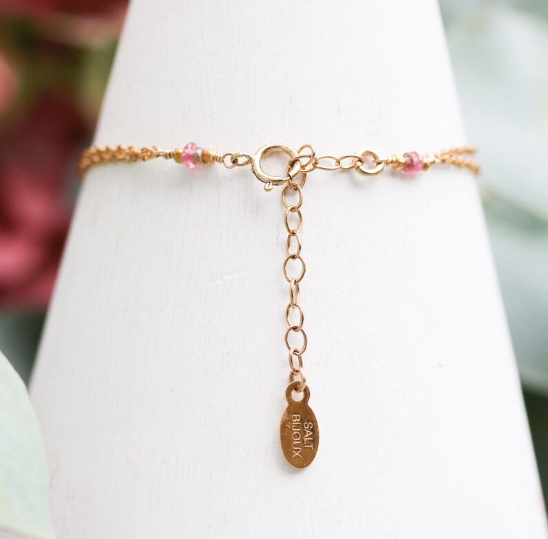 Minimalist Chic Layered Bracelet in 14 carat Gold Filled and Semi-precious Natural Tundra Sapphire Gemstones