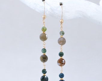 Dainty Green Tourmaline Faceted Mini Coin Earrings with Gold Vermeil Karen Hill Tribe Small Nugget Beads October Birthday Gift Idea